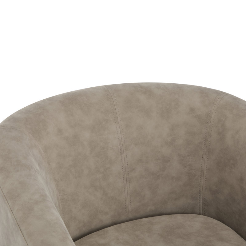 Fauteuil demi-tonneau pivotant en similicuir, Abricot