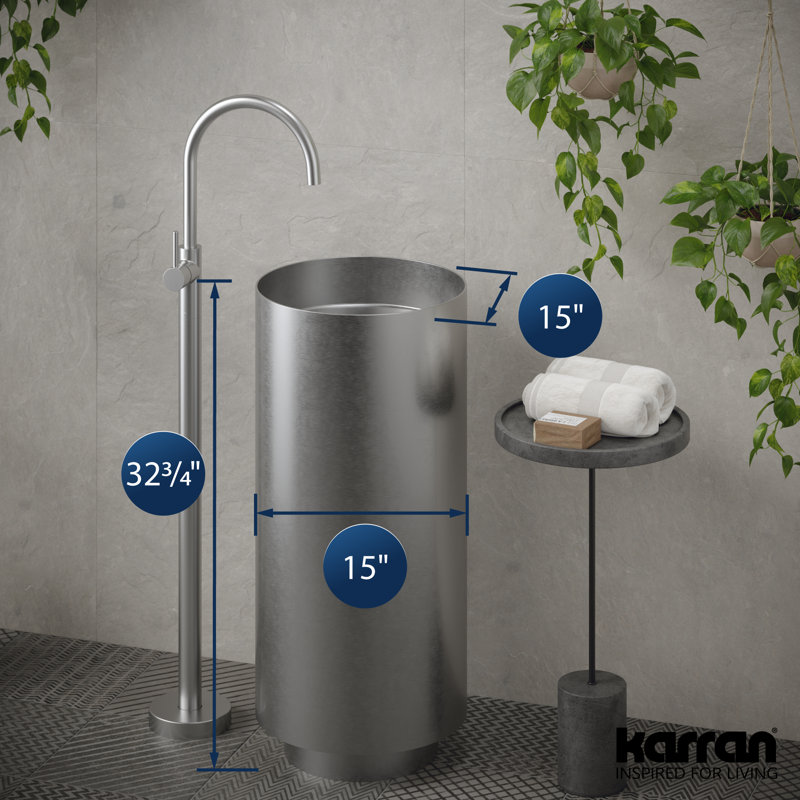 Karran Cinox 15'' Stainless Steel Circular Bathroom Sink, Stainless Steel