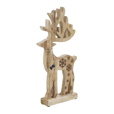 Renne flocon de neige en bois naturel