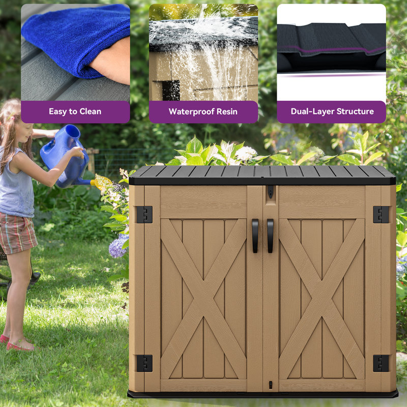 4.2 ft. W x 2.4 ft. D Horizontal Storage Shed, Brown/Black