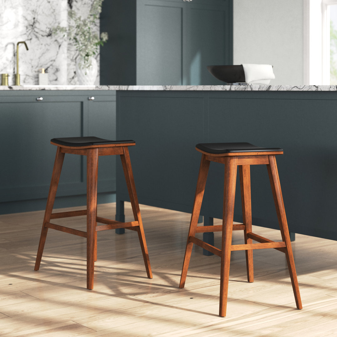 Amner Upholstered Counter Stool with Solid Wood Frame (Set of 2) Wade Logan®