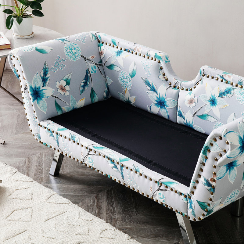 Egarr 61" Velvet Flared Arm Loveseat, Upholstered Loveseat Settee Nailhead Trimming,Rolled Arms Couch 