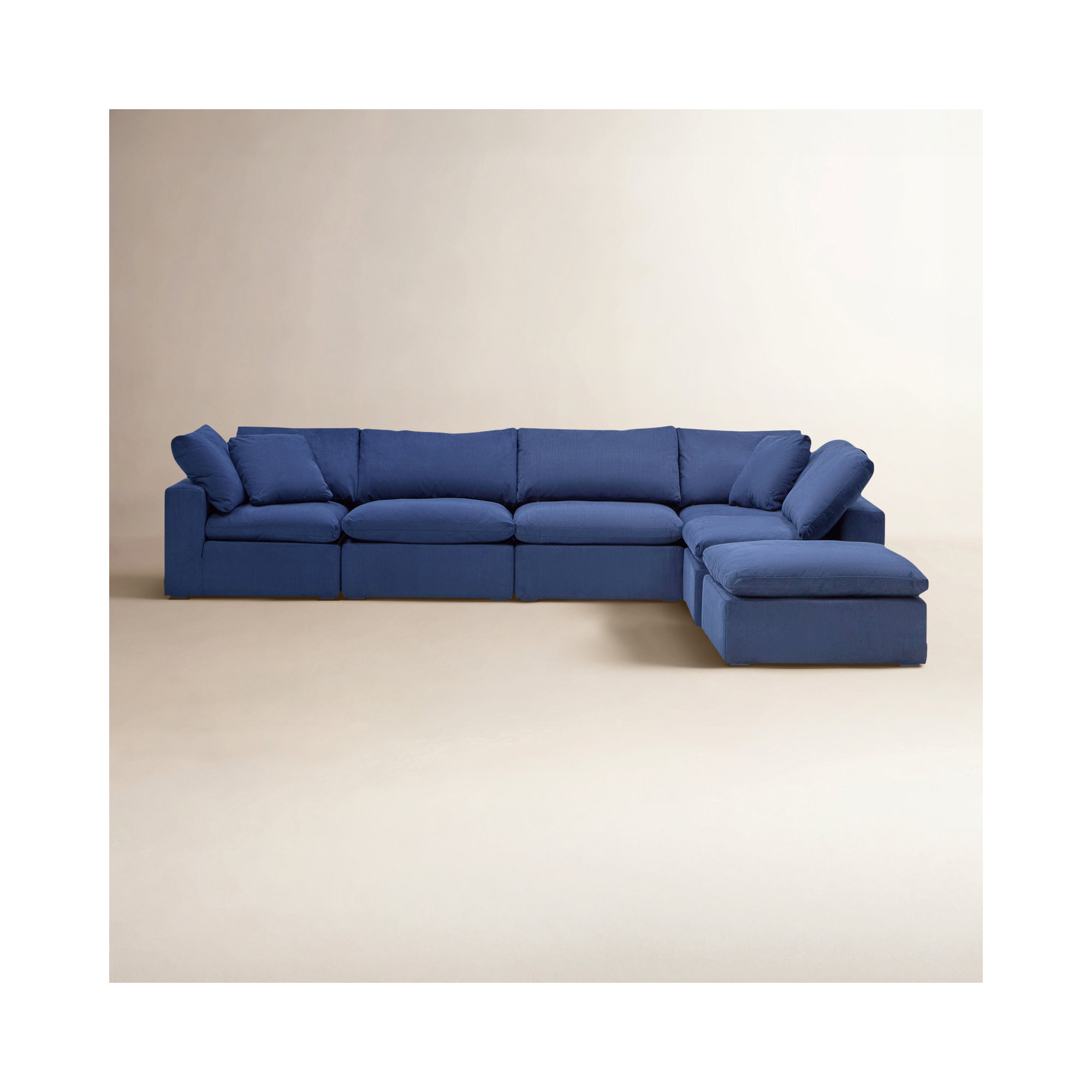 Calana Luxe Modular Sectional, 6 Piece, Navy Revolution Performance Fabrics