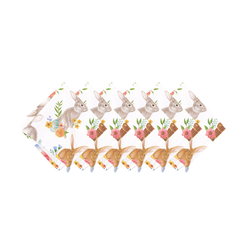 Clingmans Spring Flora Easter Bunny Cotton Napkin