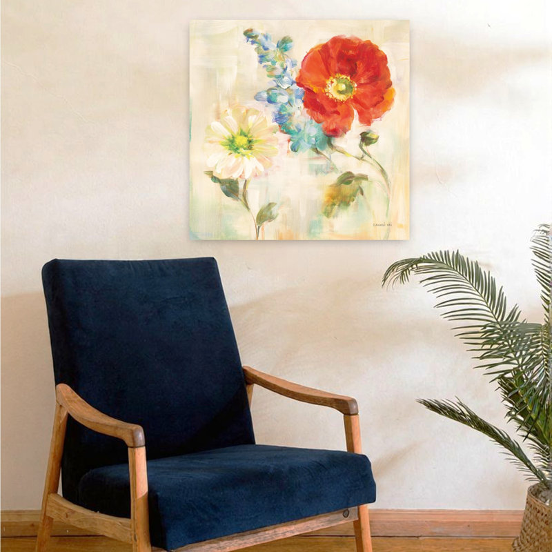Art contemporain contemporain coquelicot II, H 24 po x l 24 po