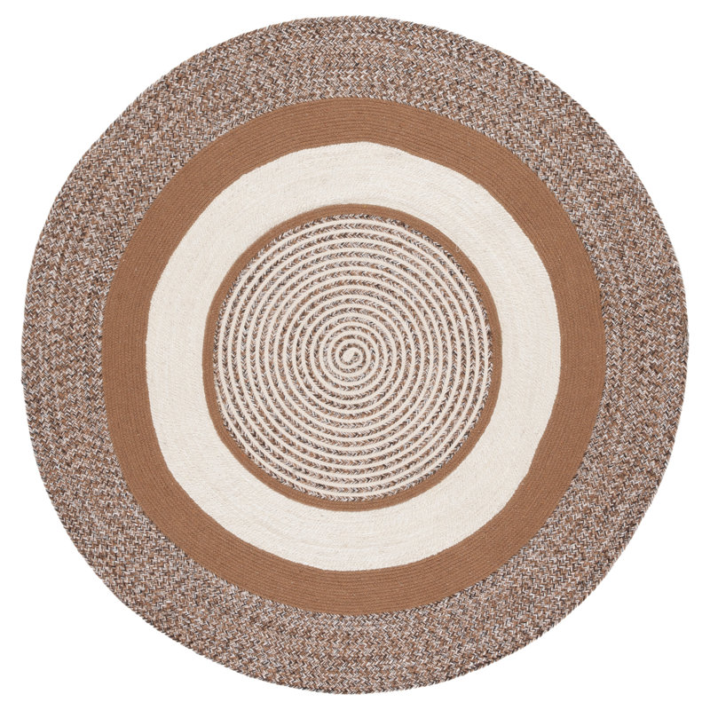 Tapis tressé 758 brun / beige, Rond 6 pi
