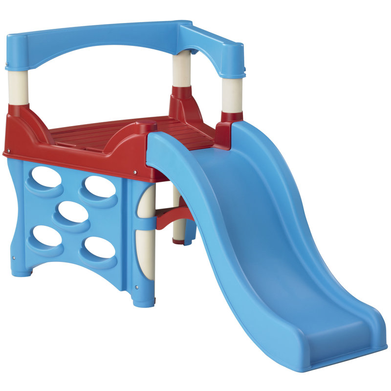 Red and Blue Plastic Indoor Climber with Slide