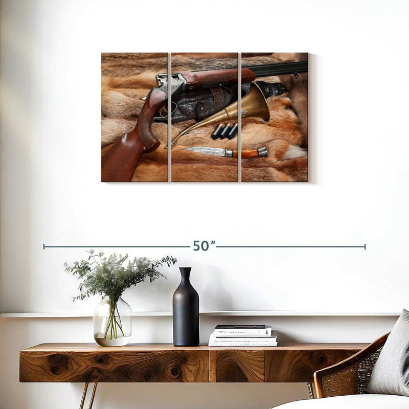 Senne, objets de chasse, H 20 po x l 33 po