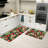 Black Background Strawberry Print Set of 2 Kitchen Floor Mats, Kitchen Dining Room
