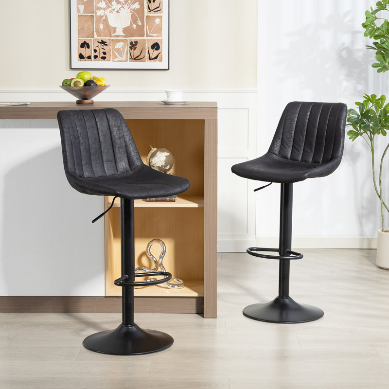 Ensemble de 2 tabourets de bar réglables, tabourets pivotants Leathaire, dossier