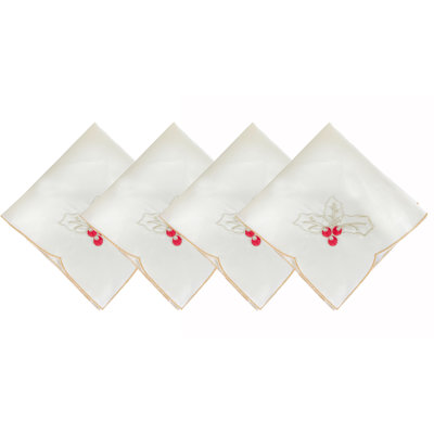 Ensemble de 4 serviettes en tissu 20 "Red Broded Holly