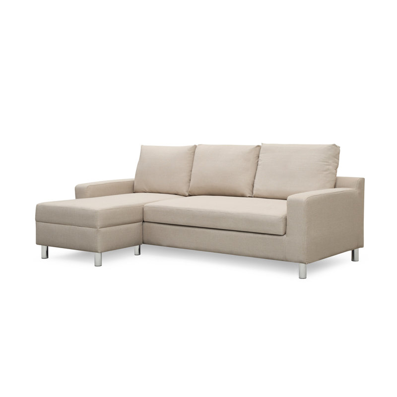 Falgoust Upholstered L-Shaped Sectional, Blue Linen Blend, Left Hand Facing