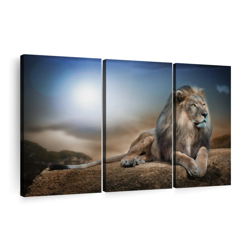 Roi lion sur toile, ensemble de 3 pièces, H 38 po x l 24 po x P 1,25 po