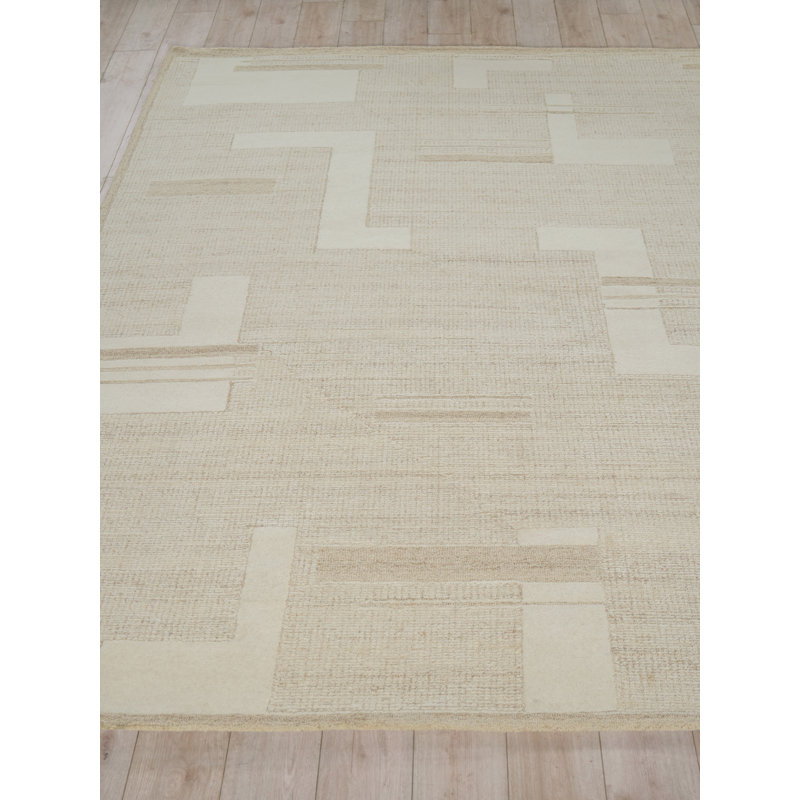 Nicada Hand Tufted New Zealand Wool Beige/Ivory Area Rug, 14'X18'