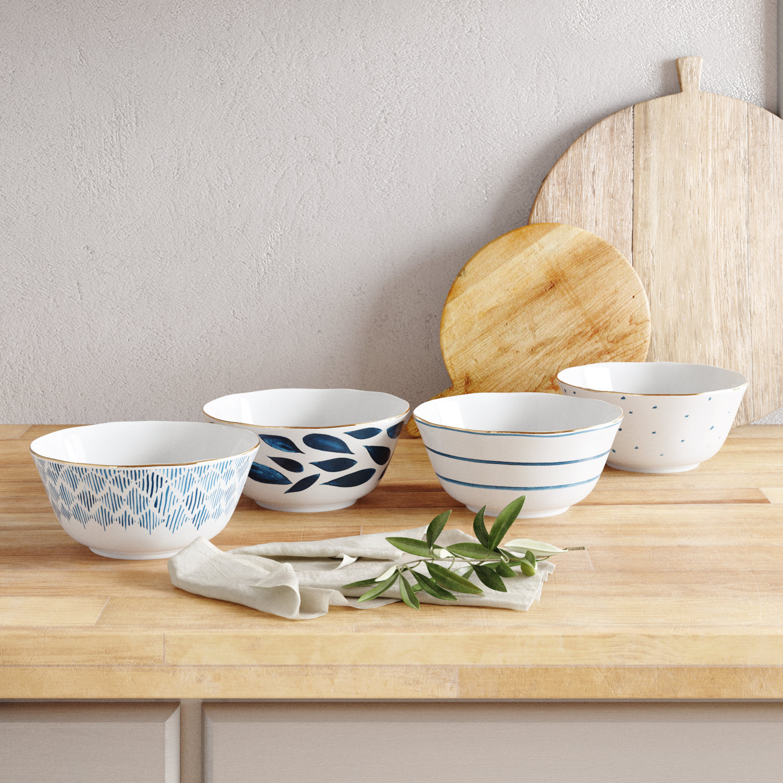 Blue Bay 20 oz. 4 Piece All Purpose Cereal Bowl Set