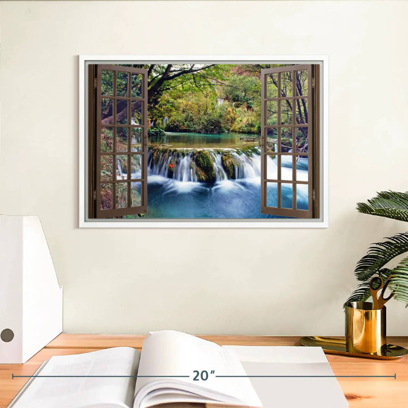 Fenêtre ouverte, Cadre flottant blanc, 13 po x 9 po