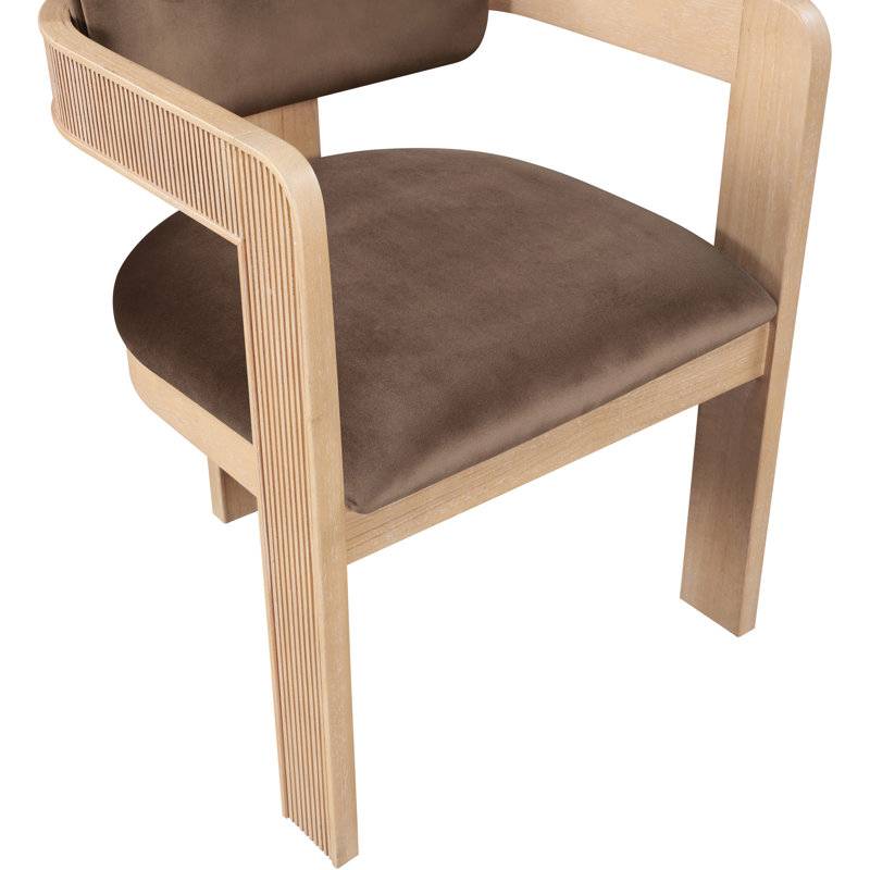 Chaise rembourrée Sacha Frink, Naturel, Velours brun