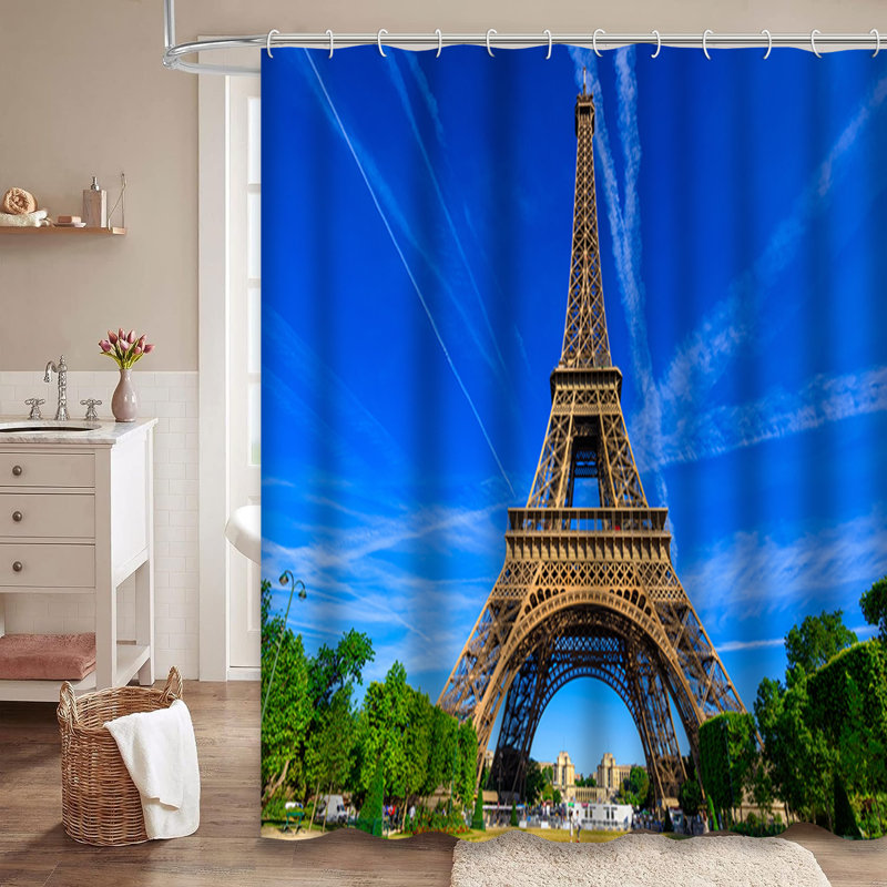 Rideau de douche Paris Tour Eiffel France avec 12 crochets, L 72 po x l 72 po