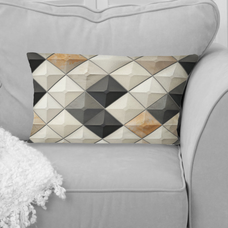 Brown Modern Rhombus Pattern I - Modern Lumbar Pillow