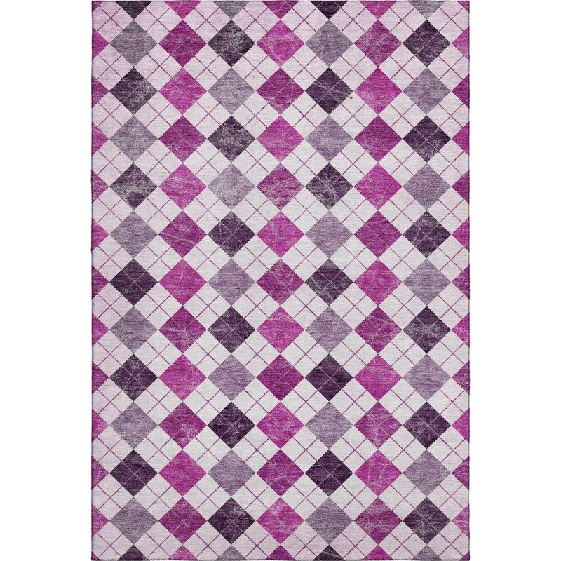 Premium Machine Washable Mayfield AMF2237 Geometric Rug, Blush, 3' x 5'