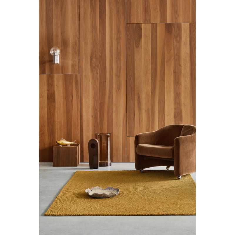 Hand Tufted Wool Area Rug in Ochre, Rectangle 5'3" x 7'6"