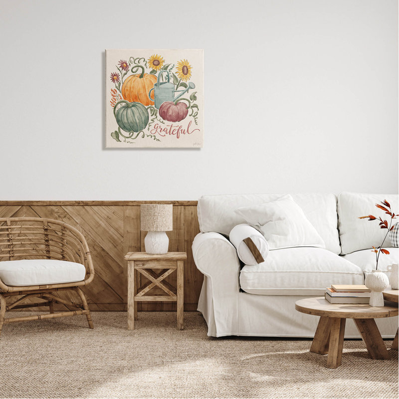 "Grateful Floral Fall Pumpkins", art mural par Janelle Penner, H 24 po x l 24 po x P 1,5 po