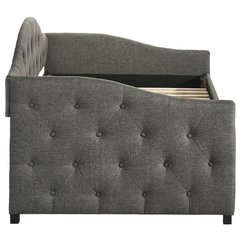 Grey Upholstered Twin Daybed With Trundle
