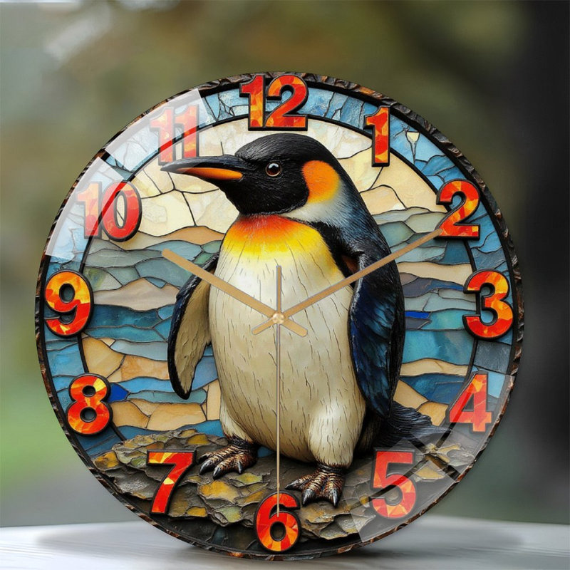 Horloge murale pingouin, horloge murale 12 po