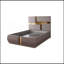 Lit tapissier or capitonné en bois gris-2083219142