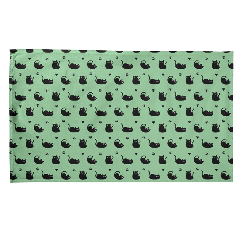 Serviette à thé à motif chat Mcguigan, Sergé de coton, Vert