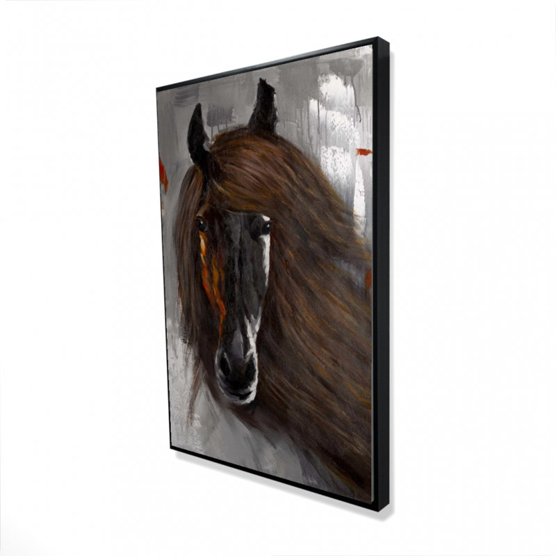 Fier cheval brun, reproduction sur toile, H 36 po x l 24 po