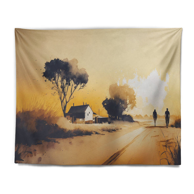 Countryroad During Golden Hour II Polyester Tapestry, 32" H x 39" W