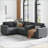 Sectional Sofas 105.5'' L-Shaped Corduroy Sofa with Storage Armrests, USB, Reversible Seats | Light Gray | Standard-714663460