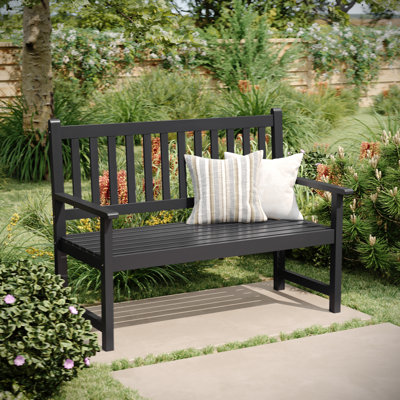 Commercial Indoor/Outdoor 2-Person Patio Acacia Wood Bench Loveseat by Red Barrel Studio