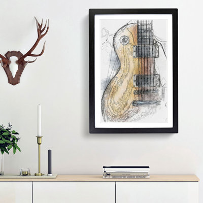 Aged Electric Guitar in Abstract - Picture Frame Graphic Art Print on MDF
