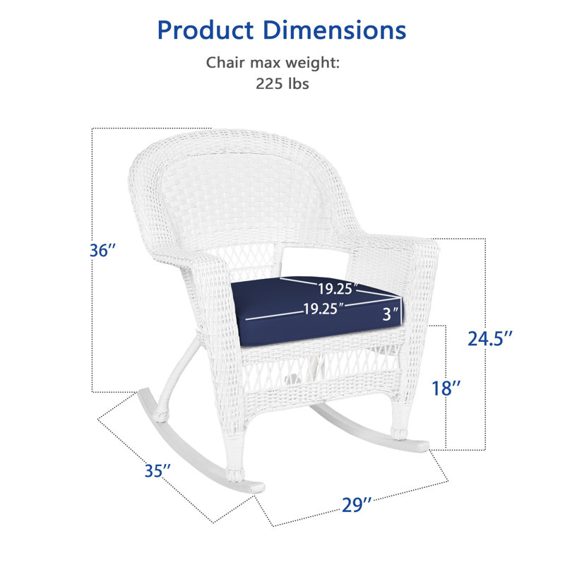 Chaise berçante en osier Raenesha, Blanc, Bleu