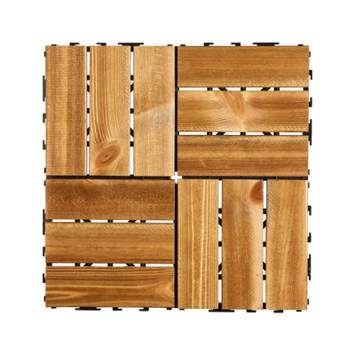 Carreaux de terrasse à emboîtement, paquet de 54, 12 po x 12 po Revêtement de sol extérieur en plastique imperméable à l'eau Ft