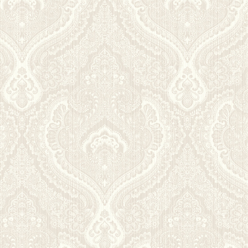 Papier peint embossé à motif damas 33 'x 20,5 "Springtime Cottage, Beige