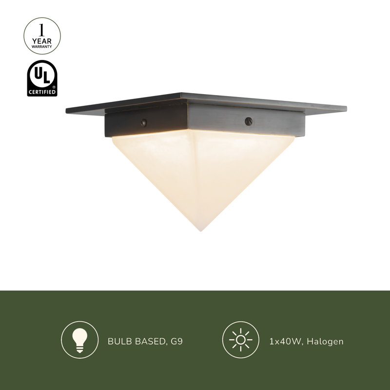 Mineral 8-in Brass Flush Mount, Opal Glass, Brass