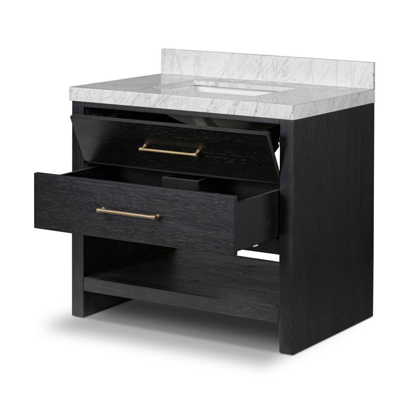 Anthem Single Vanity-Carrara Marble, Black