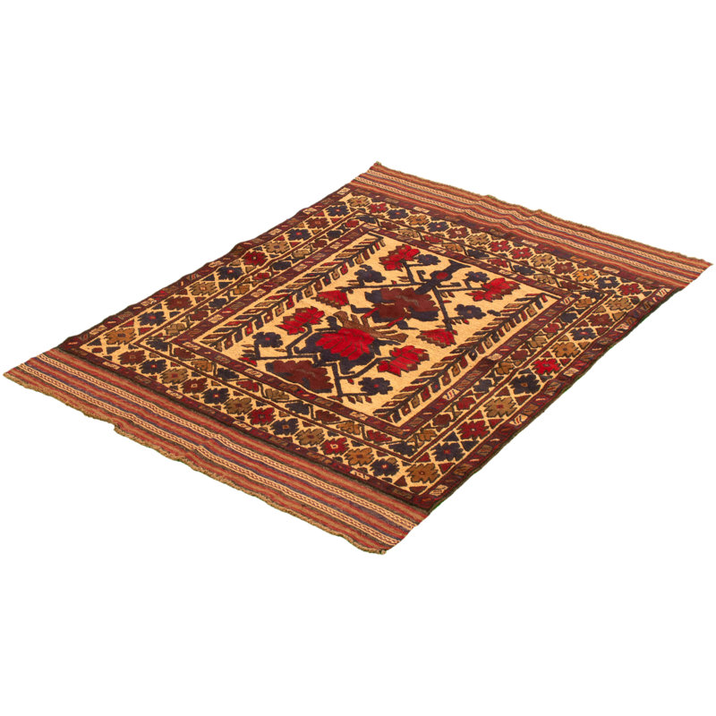 Tapis décoratif en laine noué à la main de conception unique 4 pi 3 po x 5 pi 11 po Chawana New Age