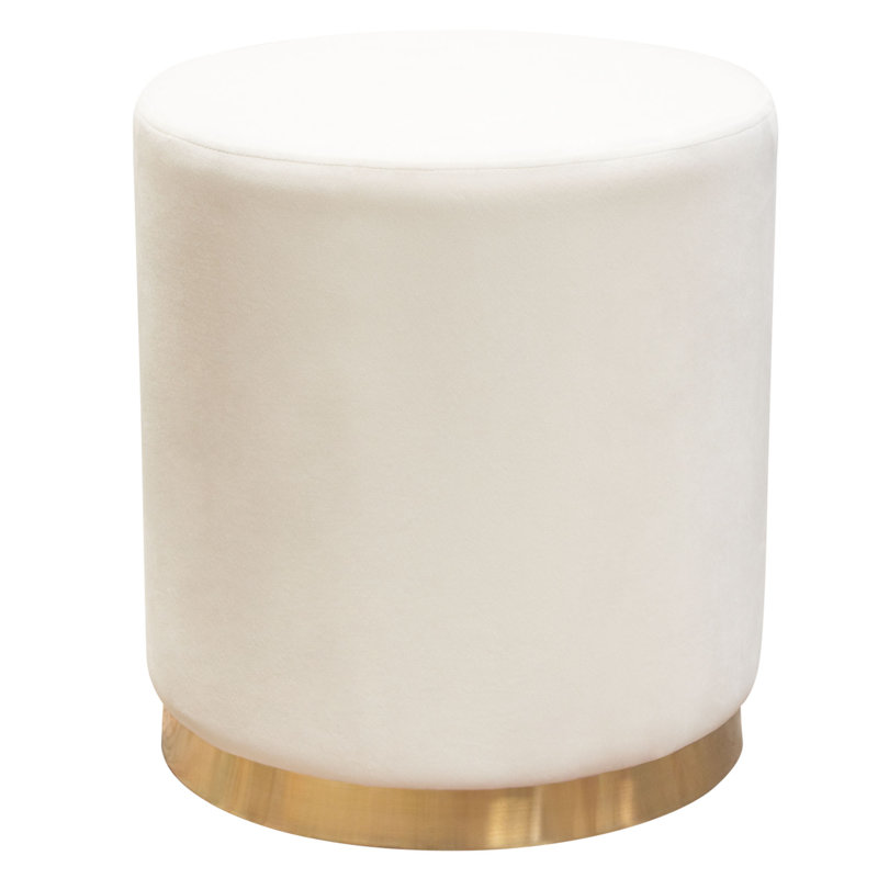 Repose-pieds rond standard en velours Pantilimon, 100 % polyester crème