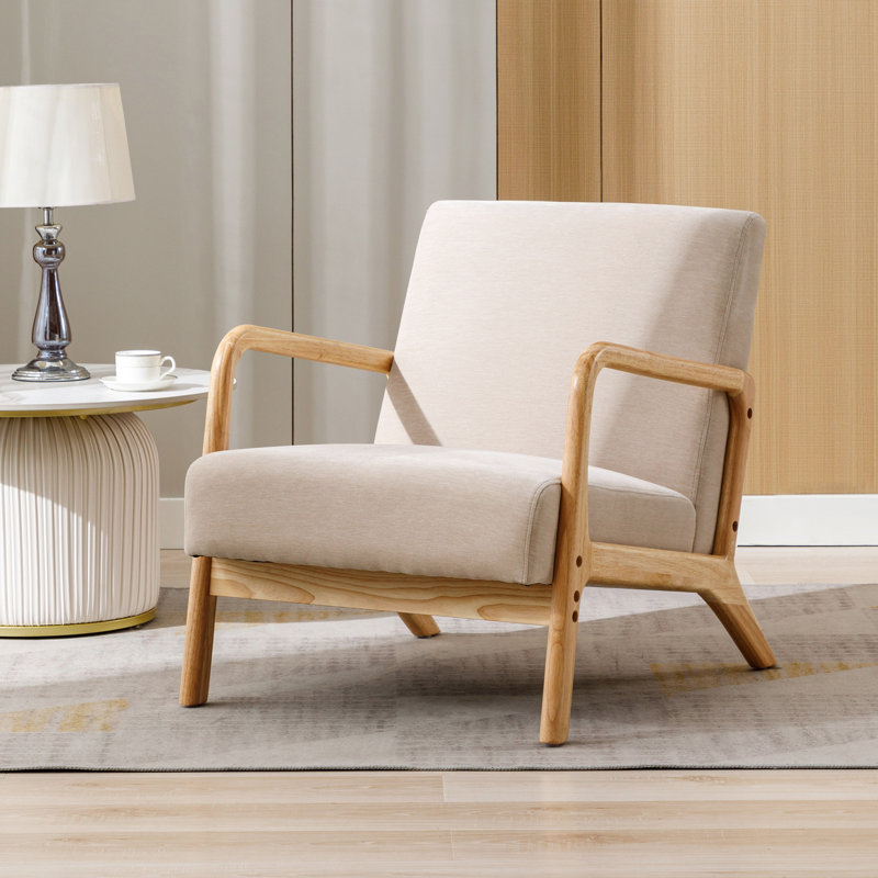 Carrel Upholstered Armchair, Khaki Chenille