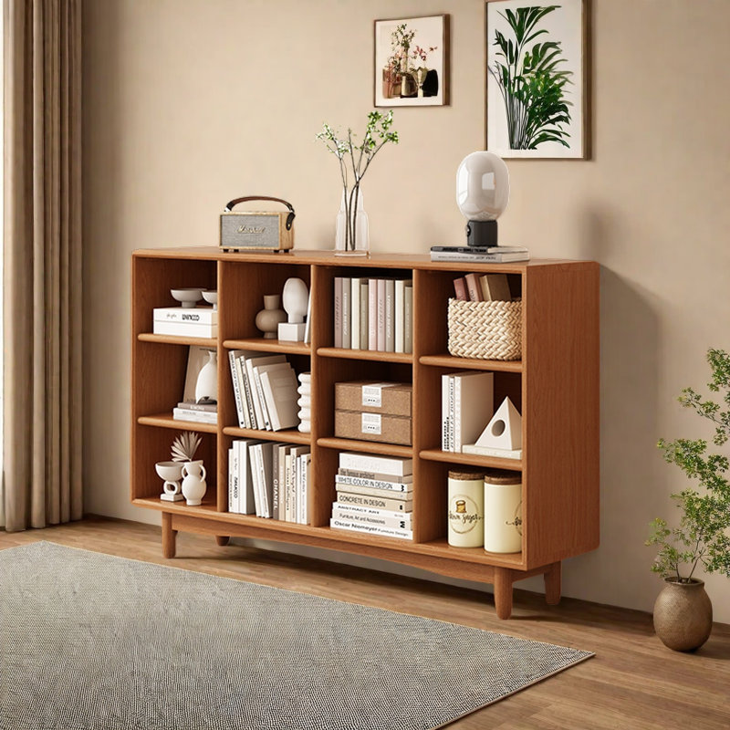 Bibliothèque de rangement domestique, H 35 po x l 59 po x P 12,2 po, Brun