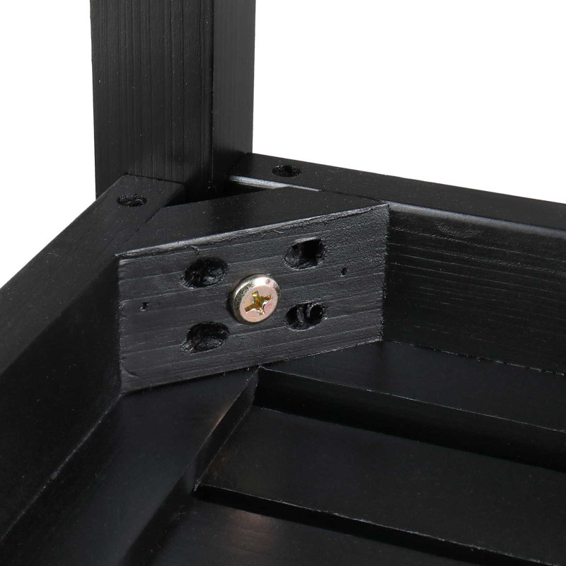 Table d'appoint carrée en bois massif noir à 2 niveaux, Noir