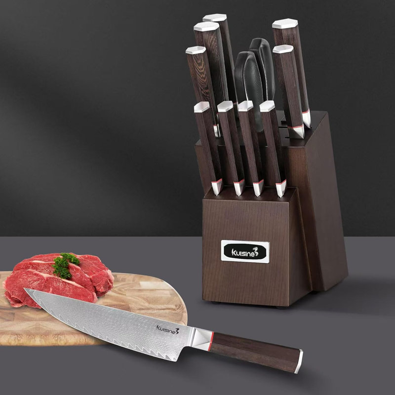 Kuisine 12-Piece Damascus Steel Knife Block Set
