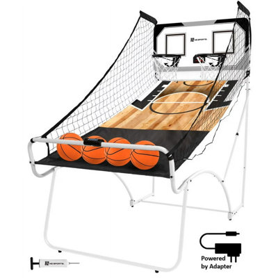Jeu d'arcade de basketball intérieur MD Sports 80,5 po à deux coups avec marqueur DEL, 8 modes de jeu, panneau arrière en polycarbonate, cadre pliable, 4 balles et pompe