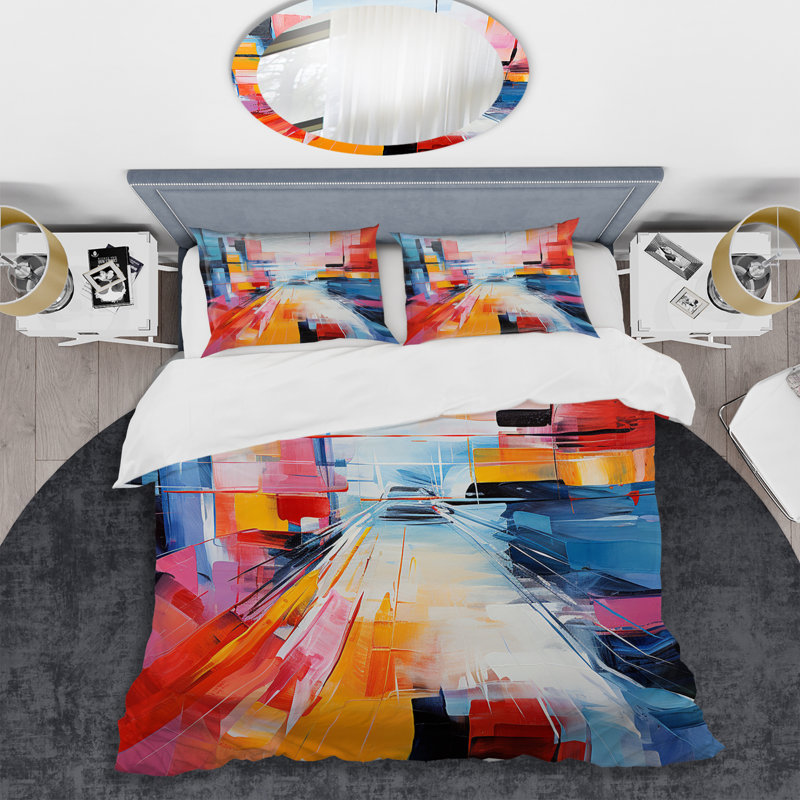 Ensemble de housse de couette Colorful Cubism Spiral Of Speed III - Abstract Collages, Housse de couette pour très grand lit