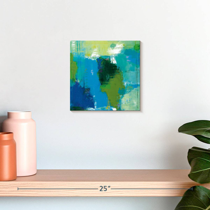Oiseau vert et bleu, H 10 po x l 10 po