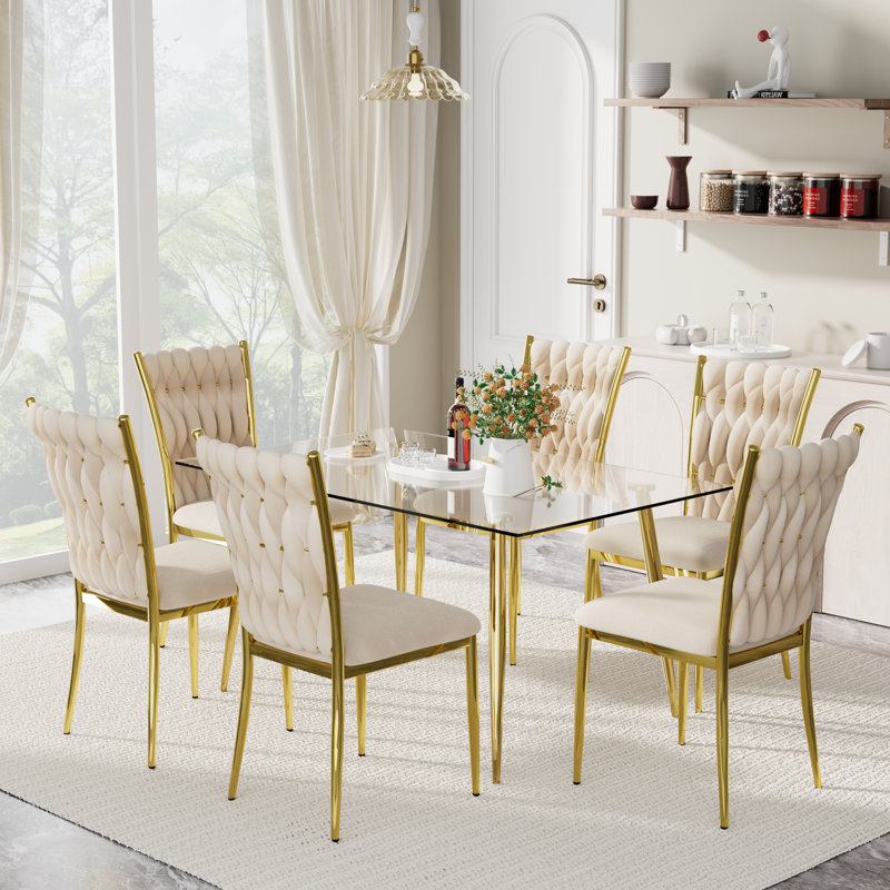 Ensemble repas rectangulaire pour 4 à 6 personnes, H 30 po x L 51 po x l 31,5 po, 7, Beige